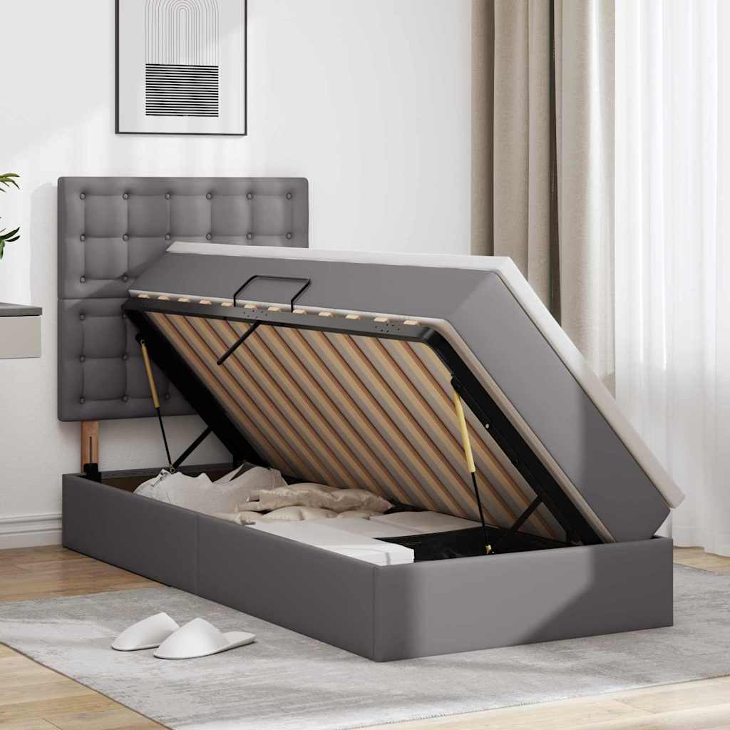 Krevet s prostorom za pohranu s LED-om Siva 100 x 200 cm