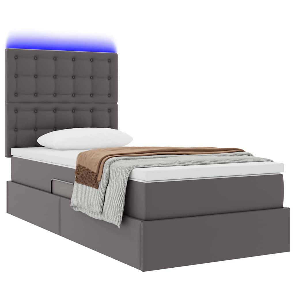 Krevet s prostorom za pohranu s LED-om Siva 100 x 200 cm
