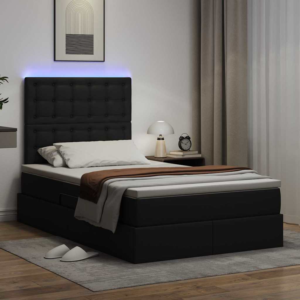 Krevet s prostorom za pohranu s LED-om Crna 120 x 190 cm