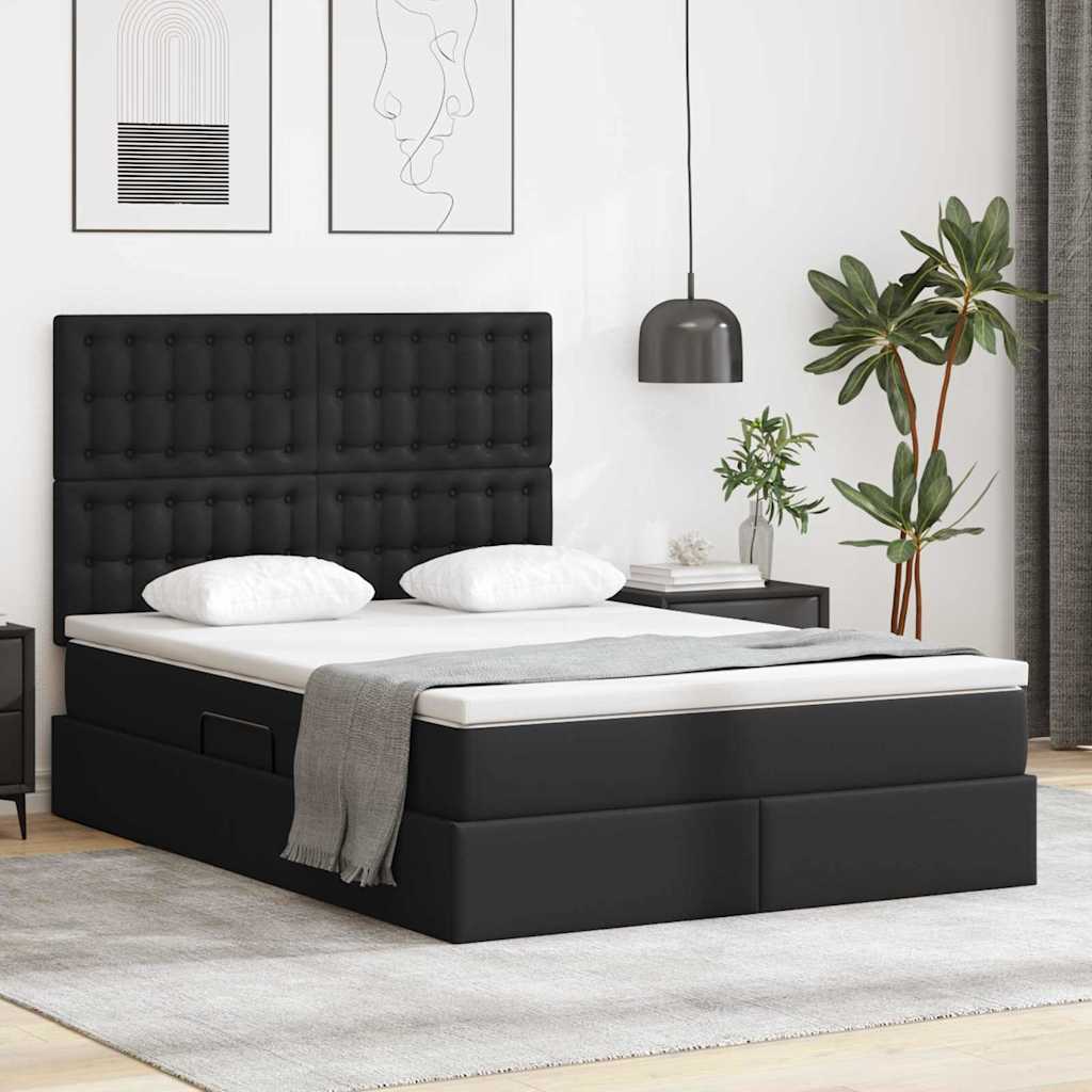Krevet s prostorom za pohranu s LED-om Crna 140 x 190 cm