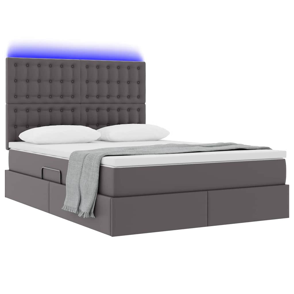 Krevet s prostorom za pohranu s LED-om Siva 140 x 190 cm