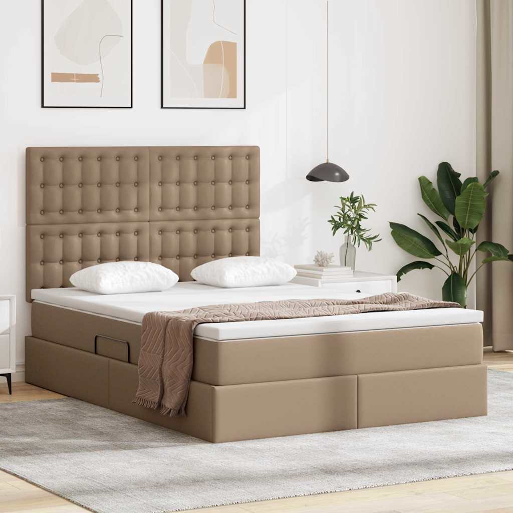 Krevet s prostorom za pohranu s LED-om Kapućino 140 x 190 cm
