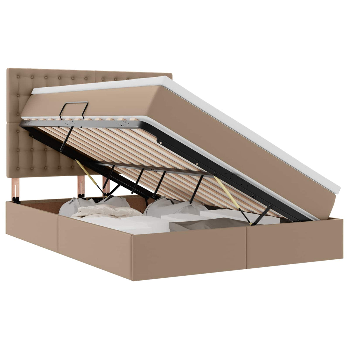 Krevet s prostorom za pohranu s LED-om Kapućino 140 x 190 cm