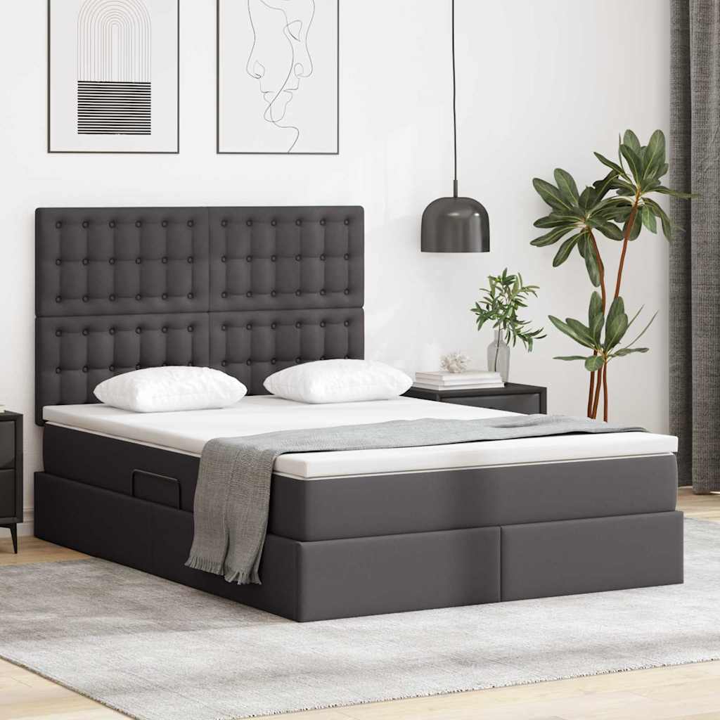 Krevet s prostorom za pohranu s LED-om Siva 140 x 200 cm