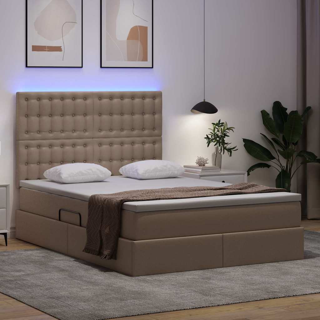 Krevet s prostorom za pohranu s LED-om Kapućino 140 x 200 cm