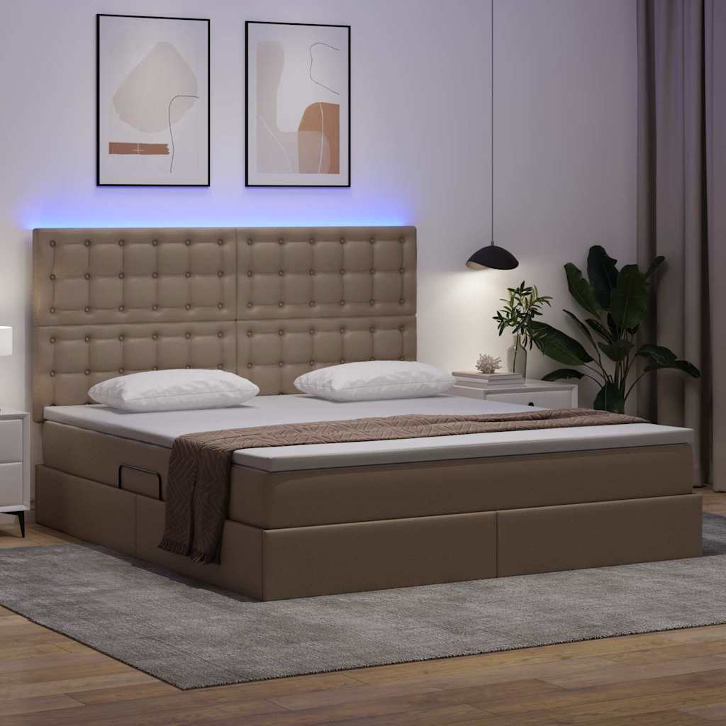 Krevet s prostorom za pohranu s LED-om Kapućino 180 x 200 cm