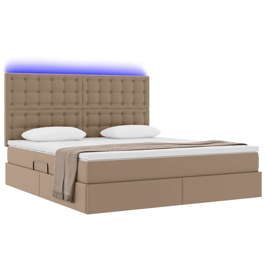 Krevet s prostorom za pohranu s LED-om Kapućino 180 x 200 cm