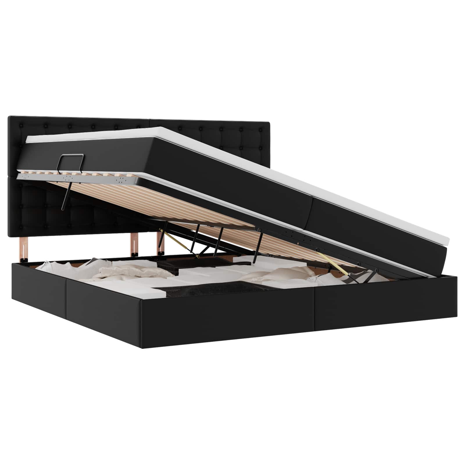 Krevet s prostorom za pohranu s LED-om Crna 200 x 200 cm