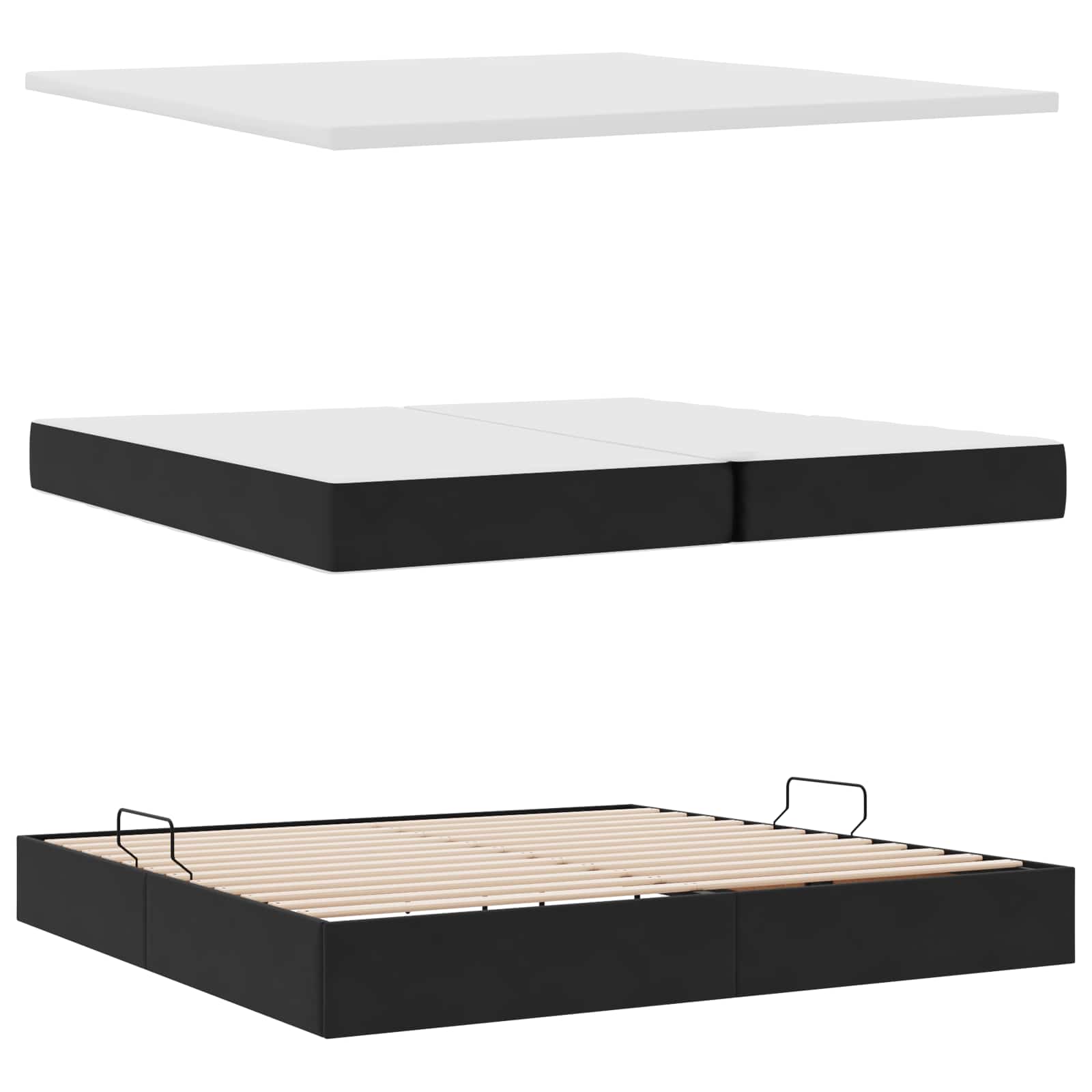 Krevet s prostorom za pohranu s LED-om Crna 200 x 200 cm