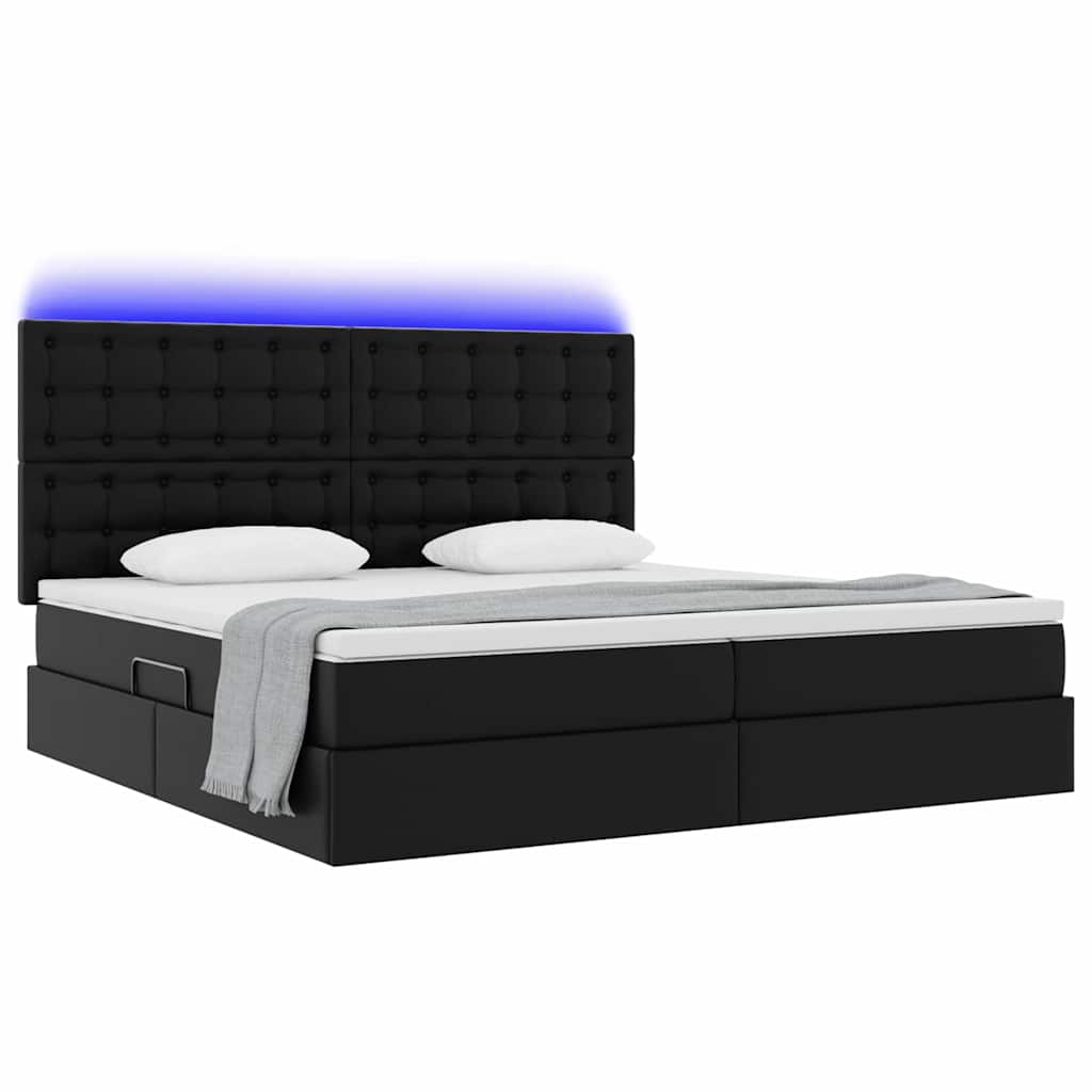 Krevet s prostorom za pohranu s LED-om Crna 200 x 200 cm