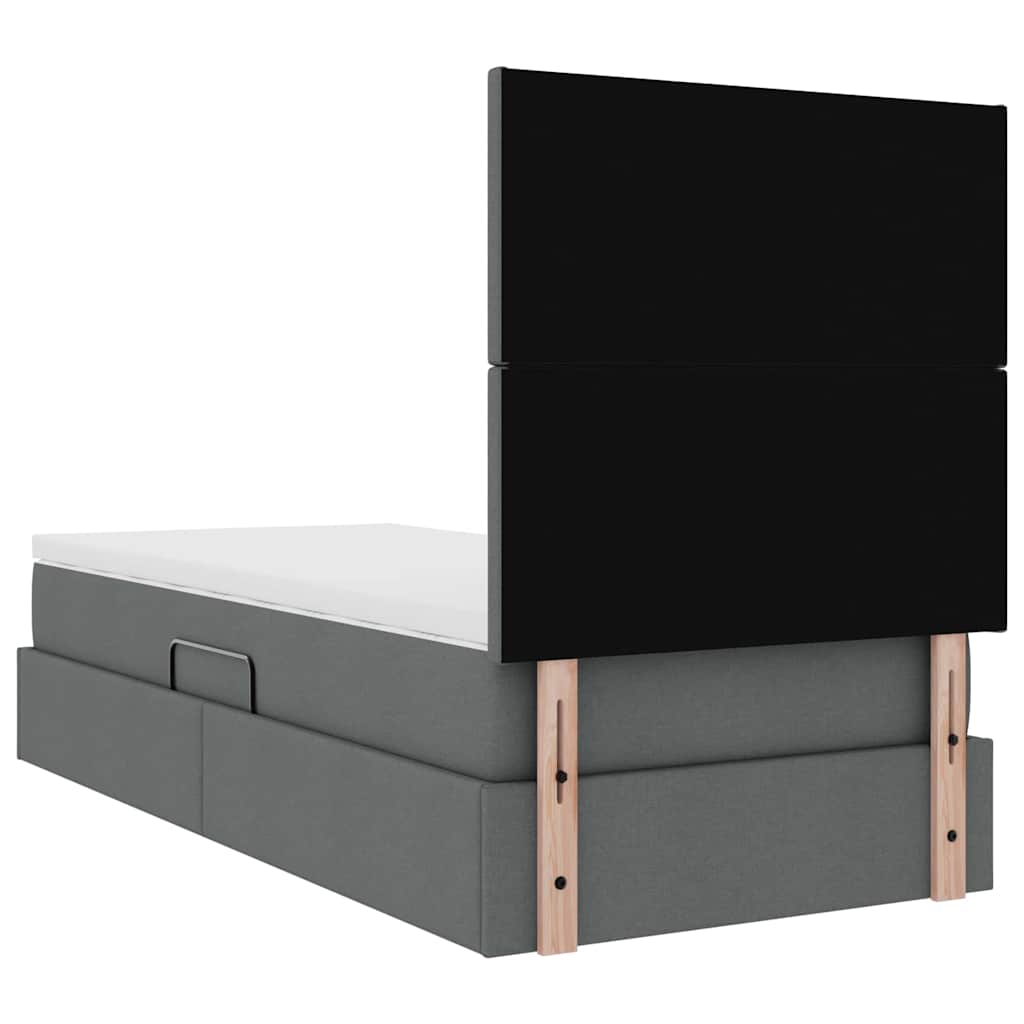Krevet s prostorom za pohranu s LED-om Tamno siva 90 x 190 cm