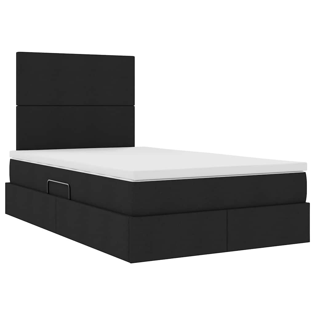 LED krevet za pohranu s madracem Crna 120 x 200 cm Tkanina