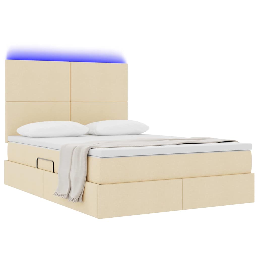 Krevet s prostorom za pohranu s LED-om Krema 140 x 190 cm