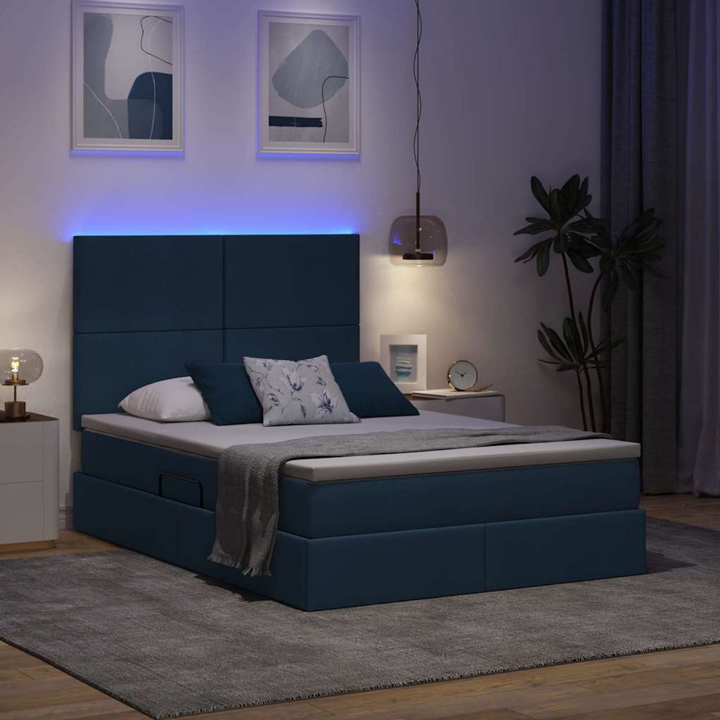 Krevet s prostorom za pohranu s LED-om Plava 140 x 200 cm