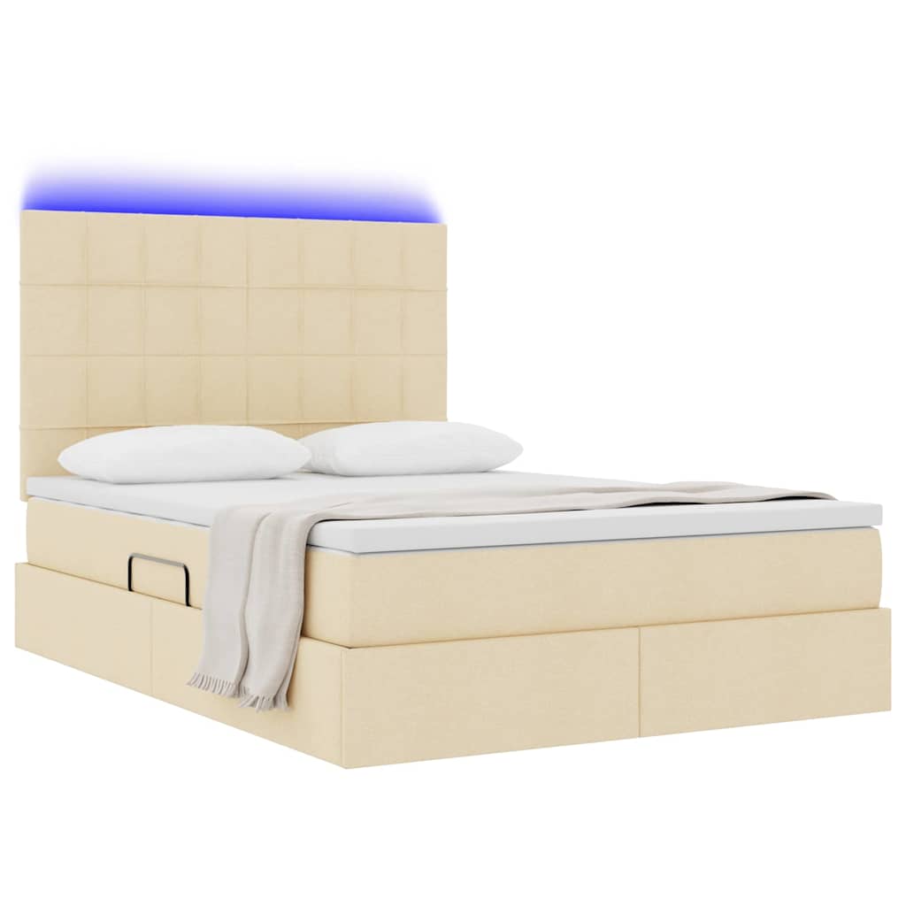 Krevet s prostorom za pohranu s LED-om Krema 140 x 200 cm
