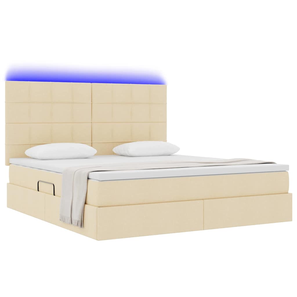 Krevet s prostorom za pohranu s LED-om Krema 160 x 200 cm