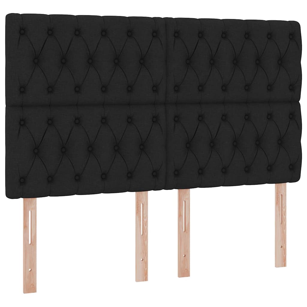 LED krevet za pohranu s madracem Crna 140 x 200 cm Tkanina