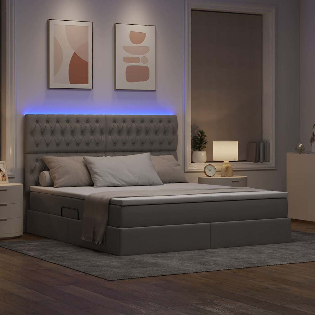 Krevet s prostorom za pohranu s LED-om Sivo-smeđa 160 x 200 cm