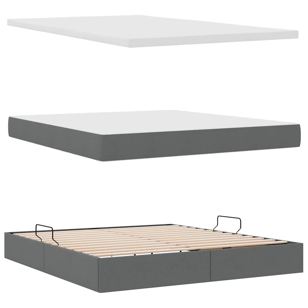 LED krevet za pohranu s madracem Tamnosiva 180 x 200 cm Tkanina