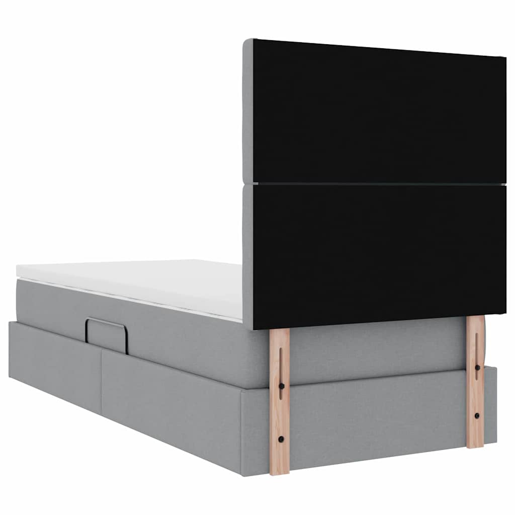 LED krevet za pohranu s madracem Svjetlosiva 90 x 190 cm