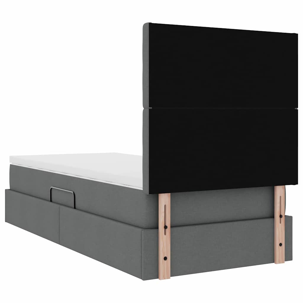 Krevet s prostorom za pohranu s LED-om Tamno siva 90 x 190 cm