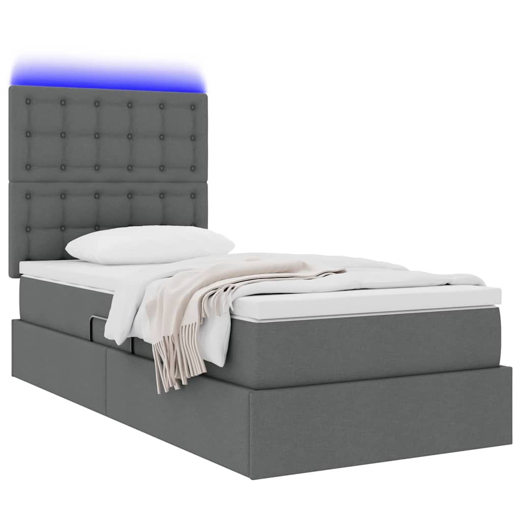 Krevet s prostorom za pohranu s LED-om Tamno siva 90 x 190 cm