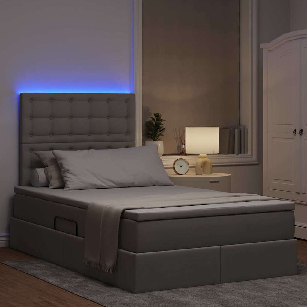 LED krevet za pohranu s madracem Sivosmeđa 120 x 200 cm Tkanina