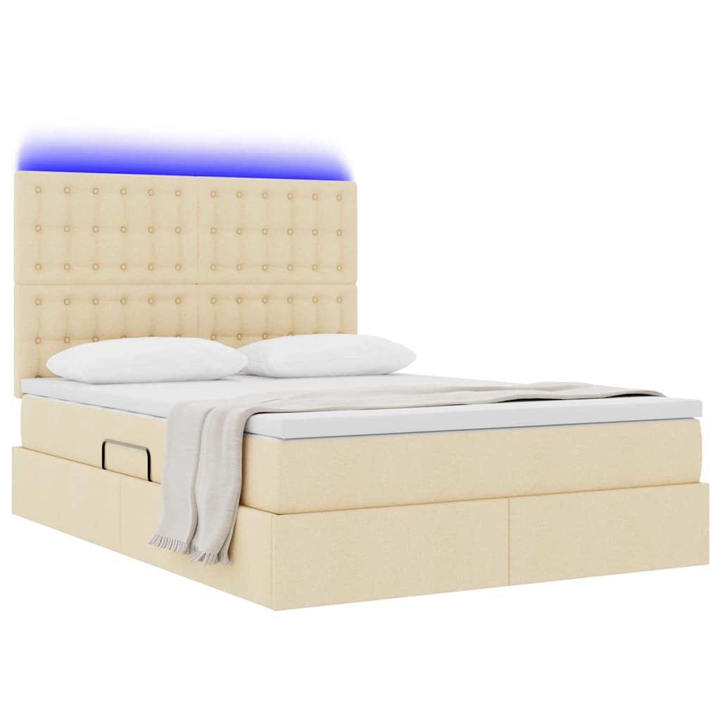 Krevet s prostorom za pohranu s LED-om Krema 140 x 200 cm