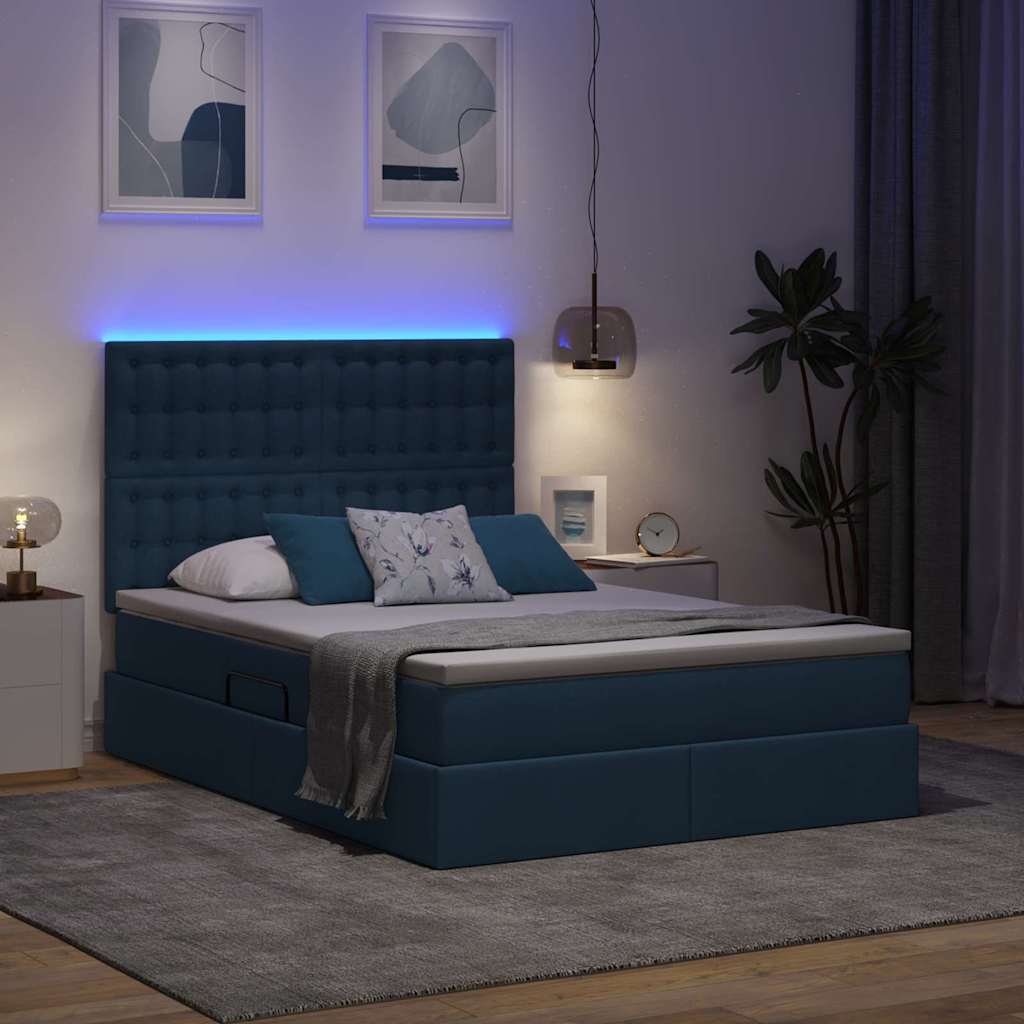 Krevet s prostorom za pohranu s LED-om Plava 140 x 200 cm