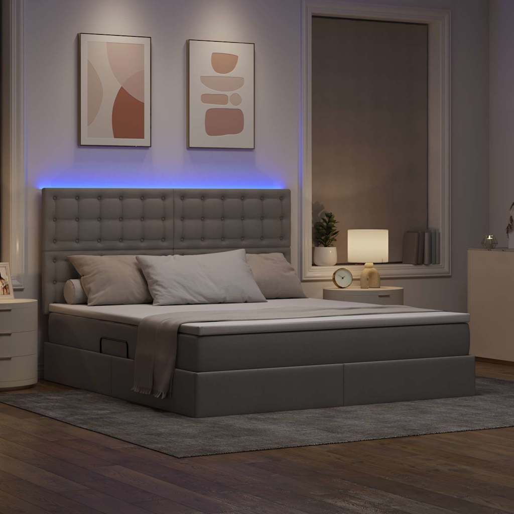 Krevet s prostorom za pohranu s LED-om Sivo-smeđa 160 x 200 cm