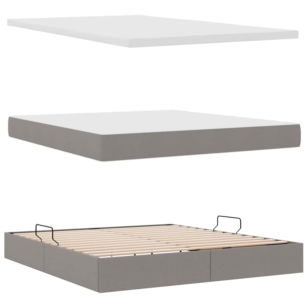 Krevet s prostorom za pohranu s LED-om Sivo-smeđa 160 x 200 cm