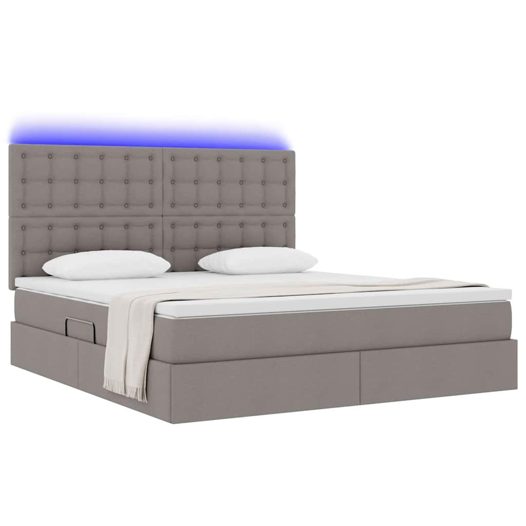 Krevet s prostorom za pohranu s LED-om Sivo-smeđa 160 x 200 cm