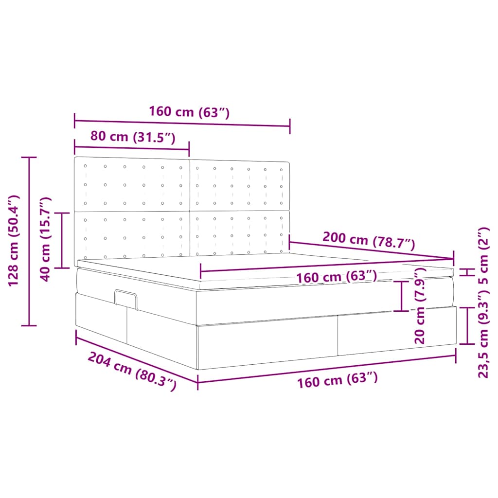 LED krevet za pohranu s madracem Plava 160 x 200 cm Tkanina