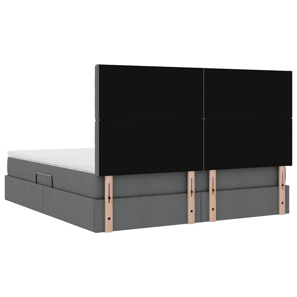 LED krevet za pohranu s madracem Tamnosiva 180 x 200 cm Tkanina