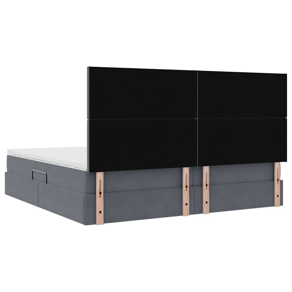 LED krevet za pohranu s madracem Tamnosiva 200 x 200 cm Baršun