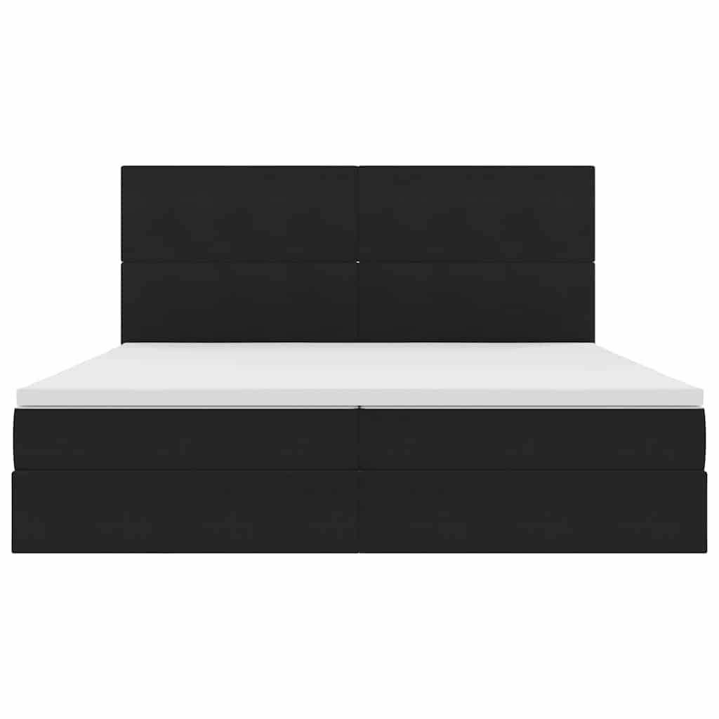 LED krevet za pohranu s madracem Crna 200 x 200 cm Baršun