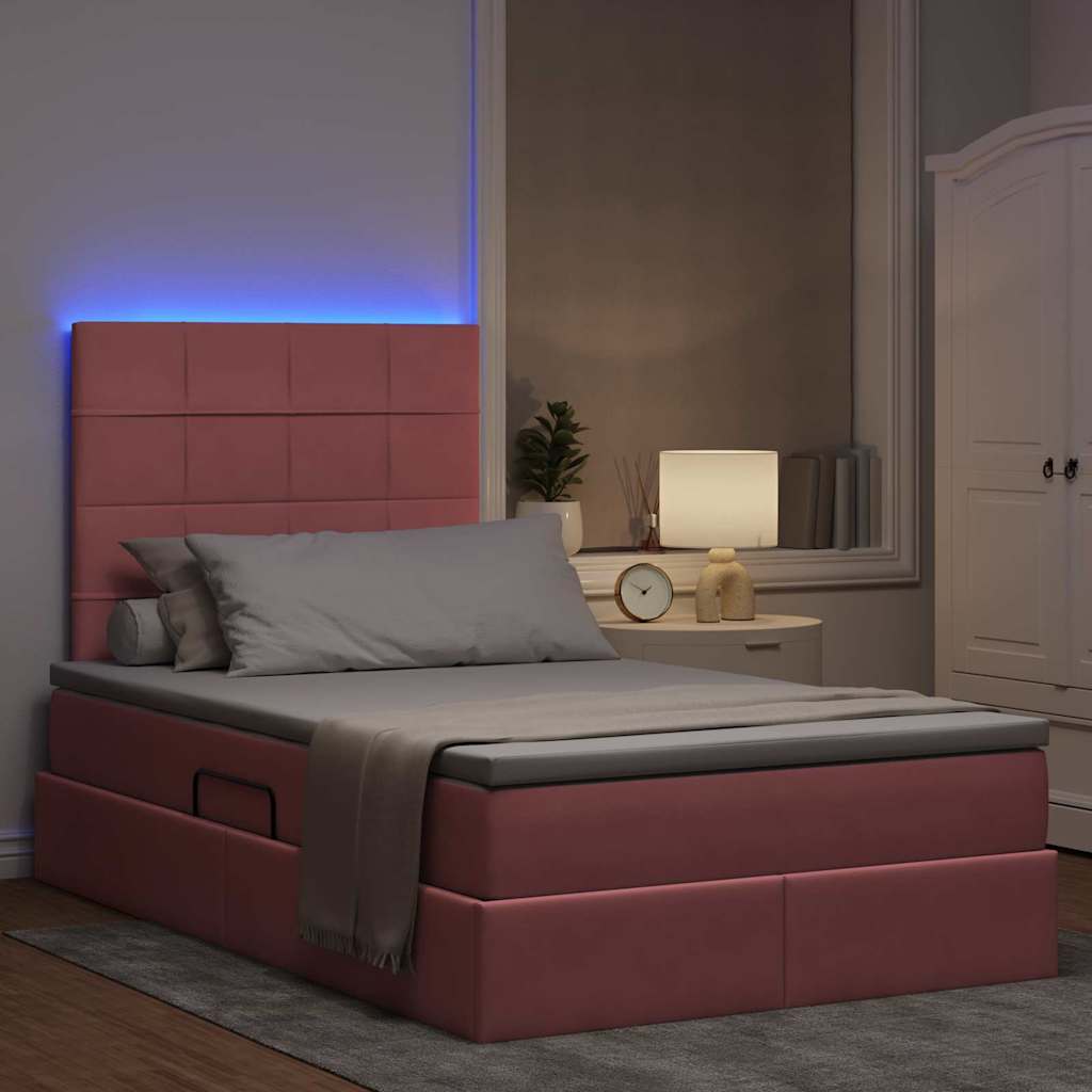 Krevet s prostorom za pohranu s LED-om Ružičasta 120 x 200 cm