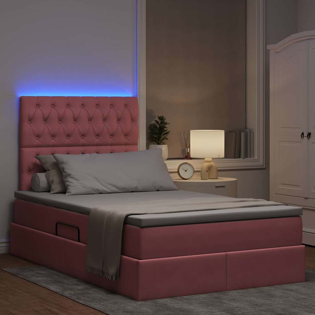 Krevet s prostorom za pohranu s LED-om Ružičasta 120 x 200 cm
