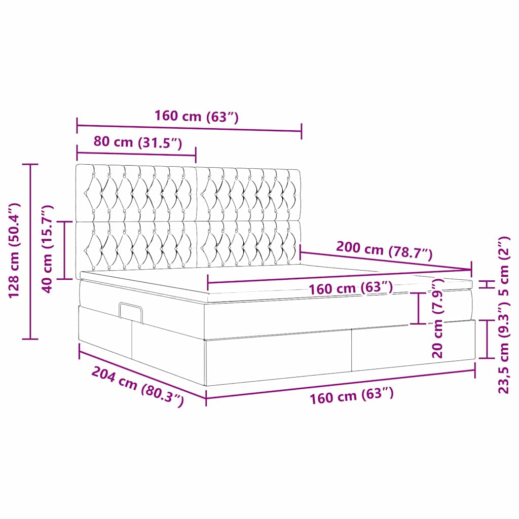 LED krevet za pohranu s madracem Svjetlosiva 160 x 200 cm