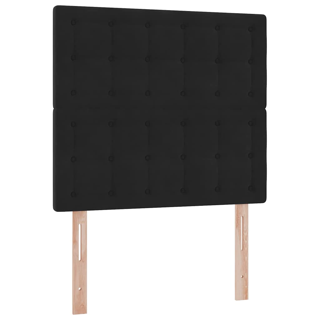 Krevet s prostorom za pohranu s LED-om Crna 90 x 200 cm Baršun