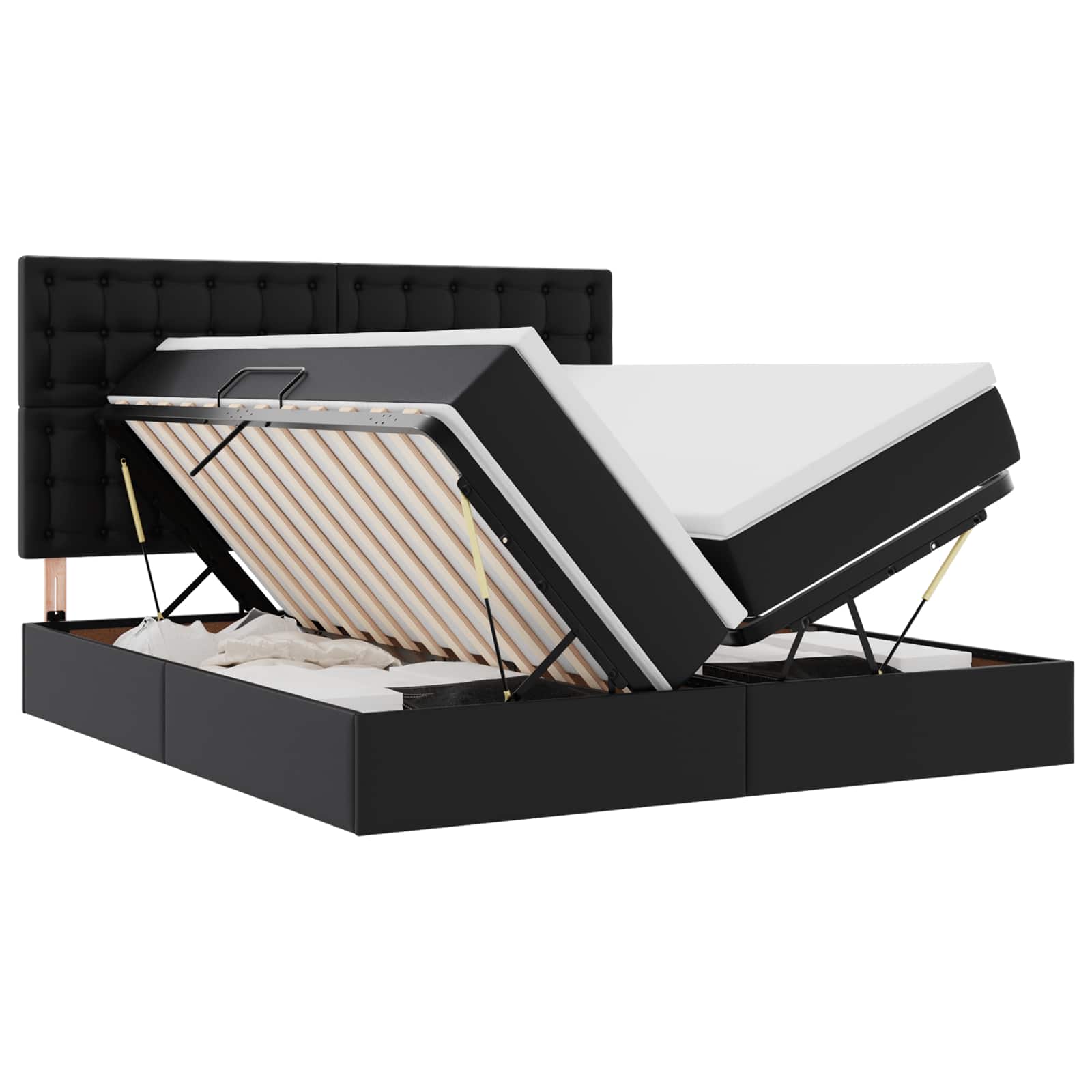 Krevet s prostorom za pohranu s LED-om Crna 200 x 200 cm