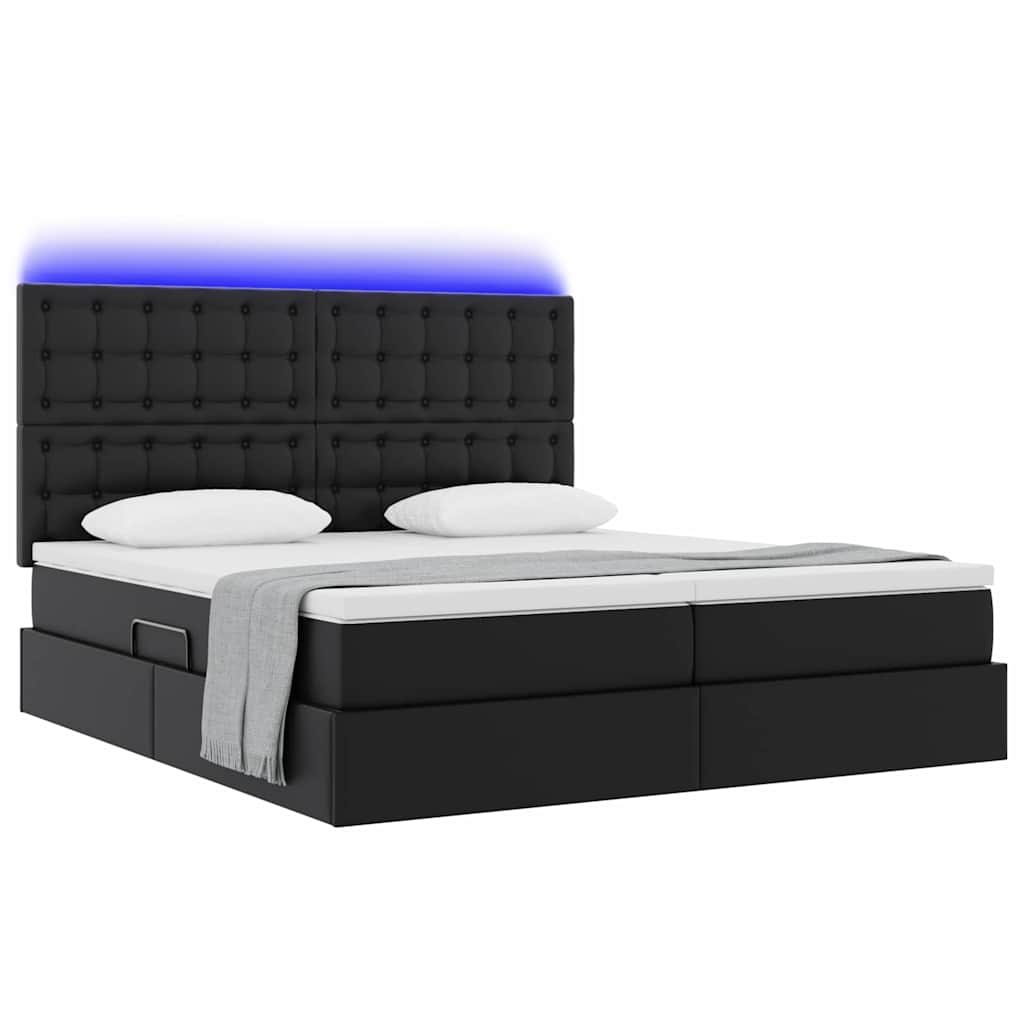 Krevet s prostorom za pohranu s LED-om Crna 200 x 200 cm