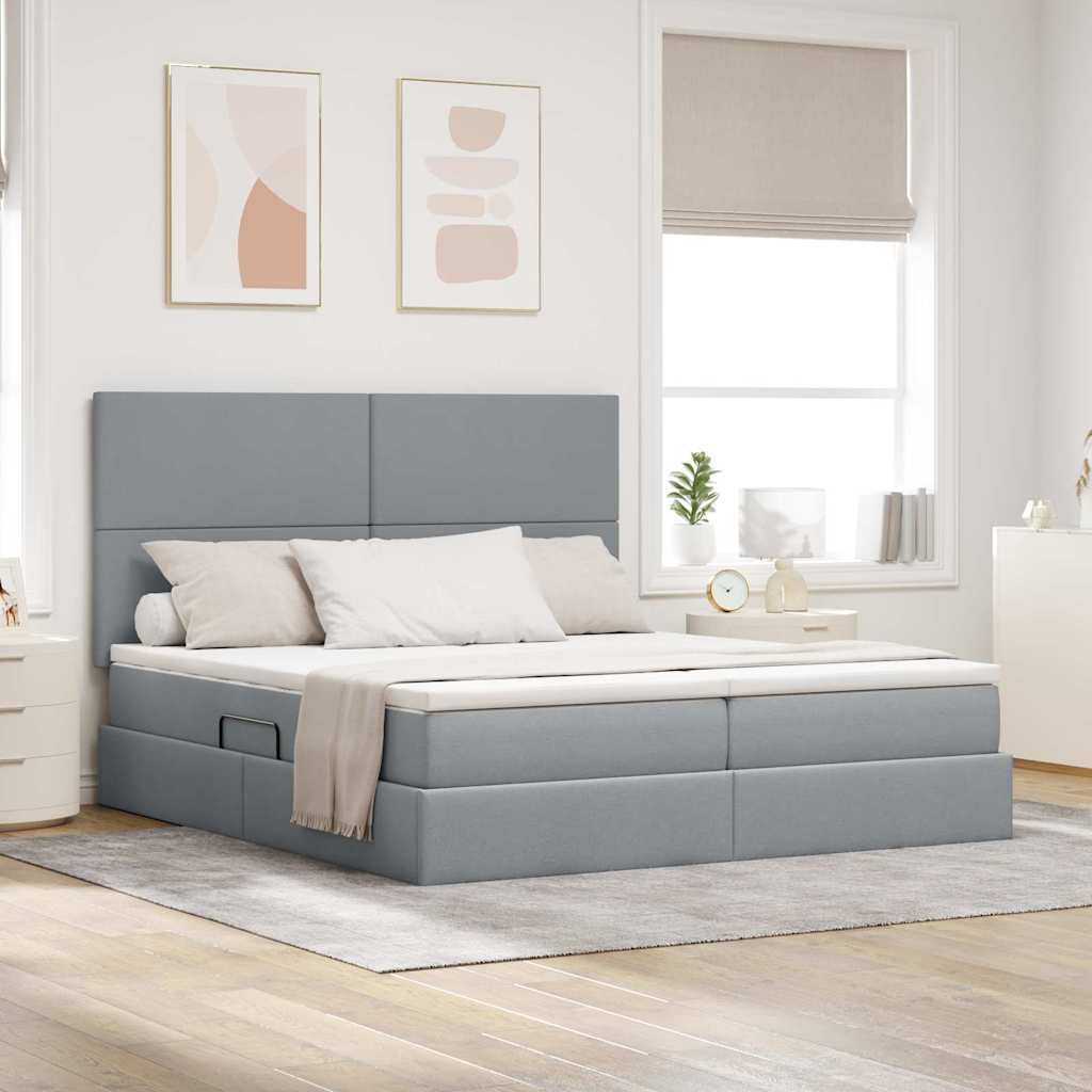 Krevet s LED trakama Svijetlo siva 180 x 200 cm tkanina