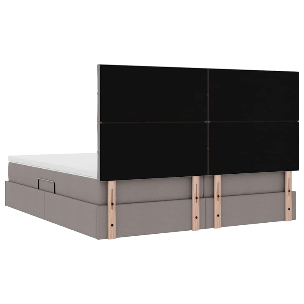 Krevet s LED trakama s pohranom Sivo-smeđa 200 x 200 cm tkanina