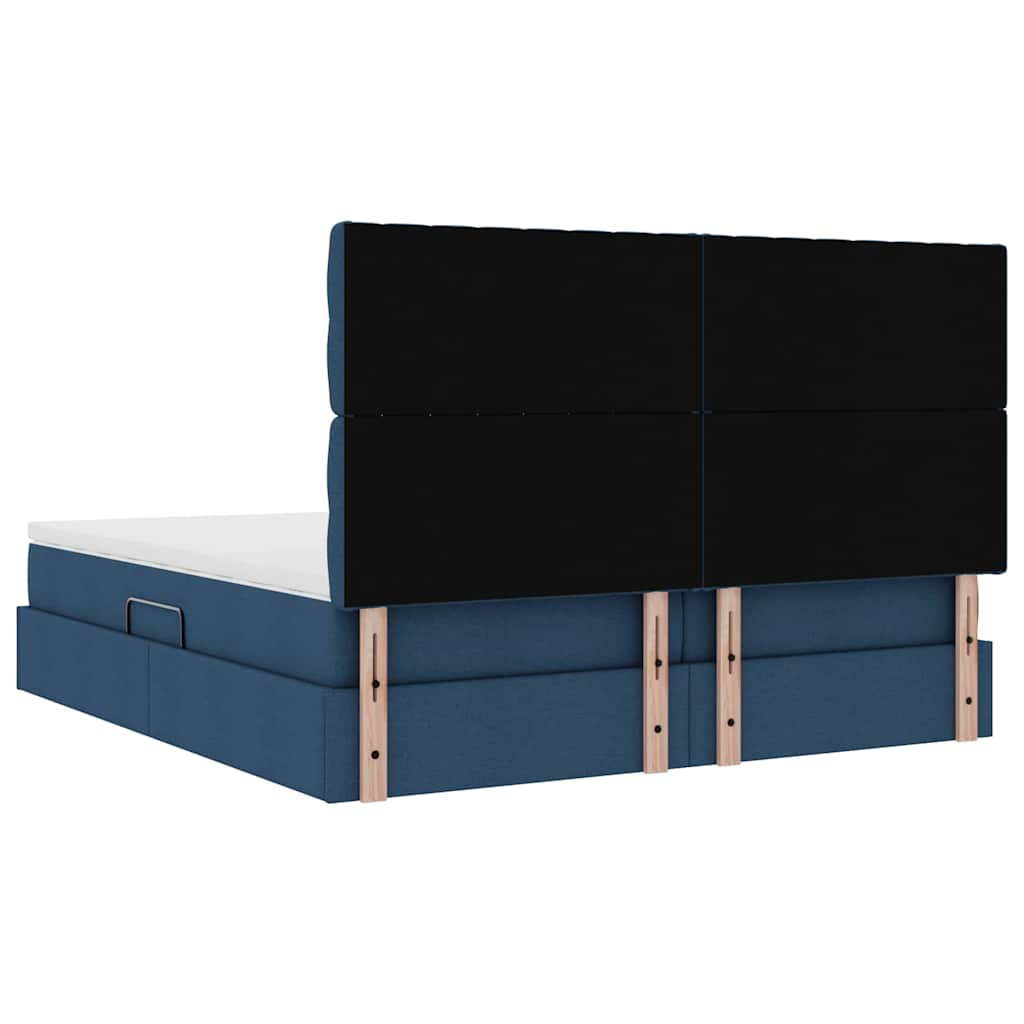 Krevet s LED trakama s uzglavljem Plava 180 x 200 cm tkanina