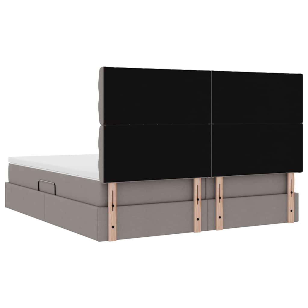 Krevet s LED trakama s pohranom Sivo-smeđa 200 x 200 cm tkanina