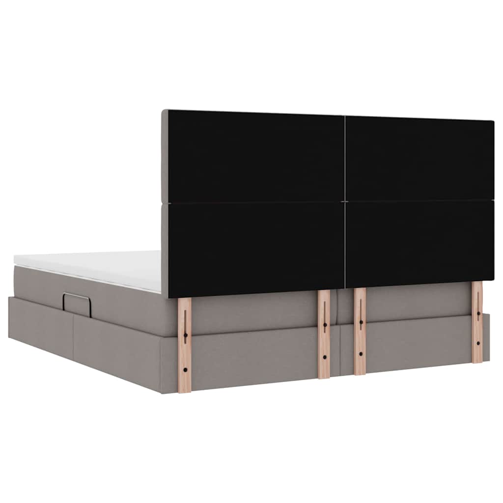 LED krevet za pohranu s madracem Sivosmeđa 200 x 200 cm Tkanina