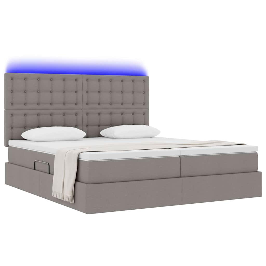 Krevet S LED lampica s pohranom Sivo-smeđa 200 x 200 cm tkanina