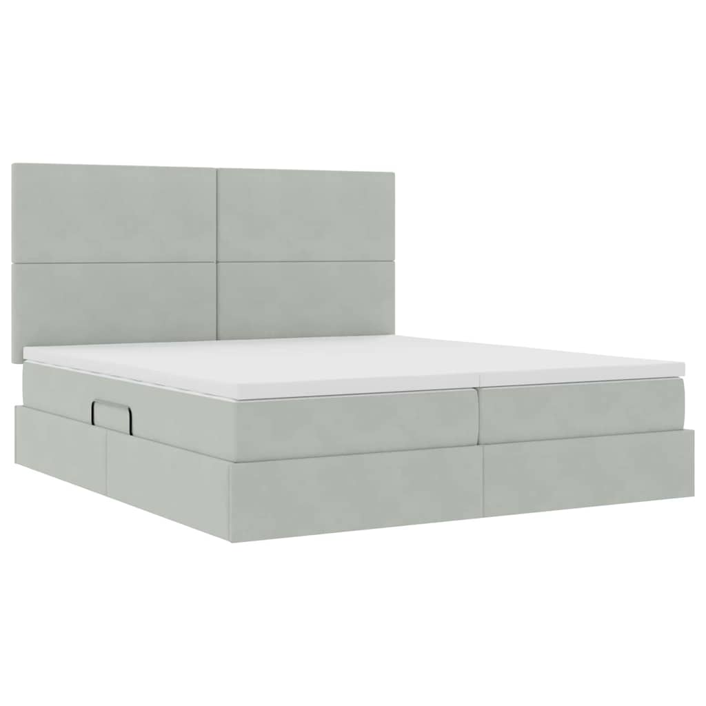 Krevet s LED trakama Svijetlo siva 180 x 200 cm Baršun
