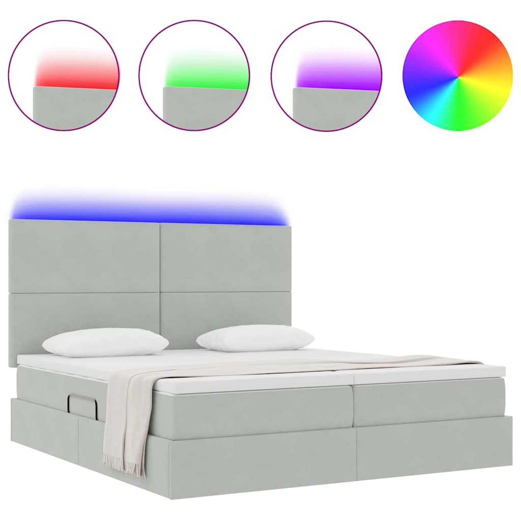 Krevet s LED trakama Svijetlo siva 180 x 200 cm Baršun